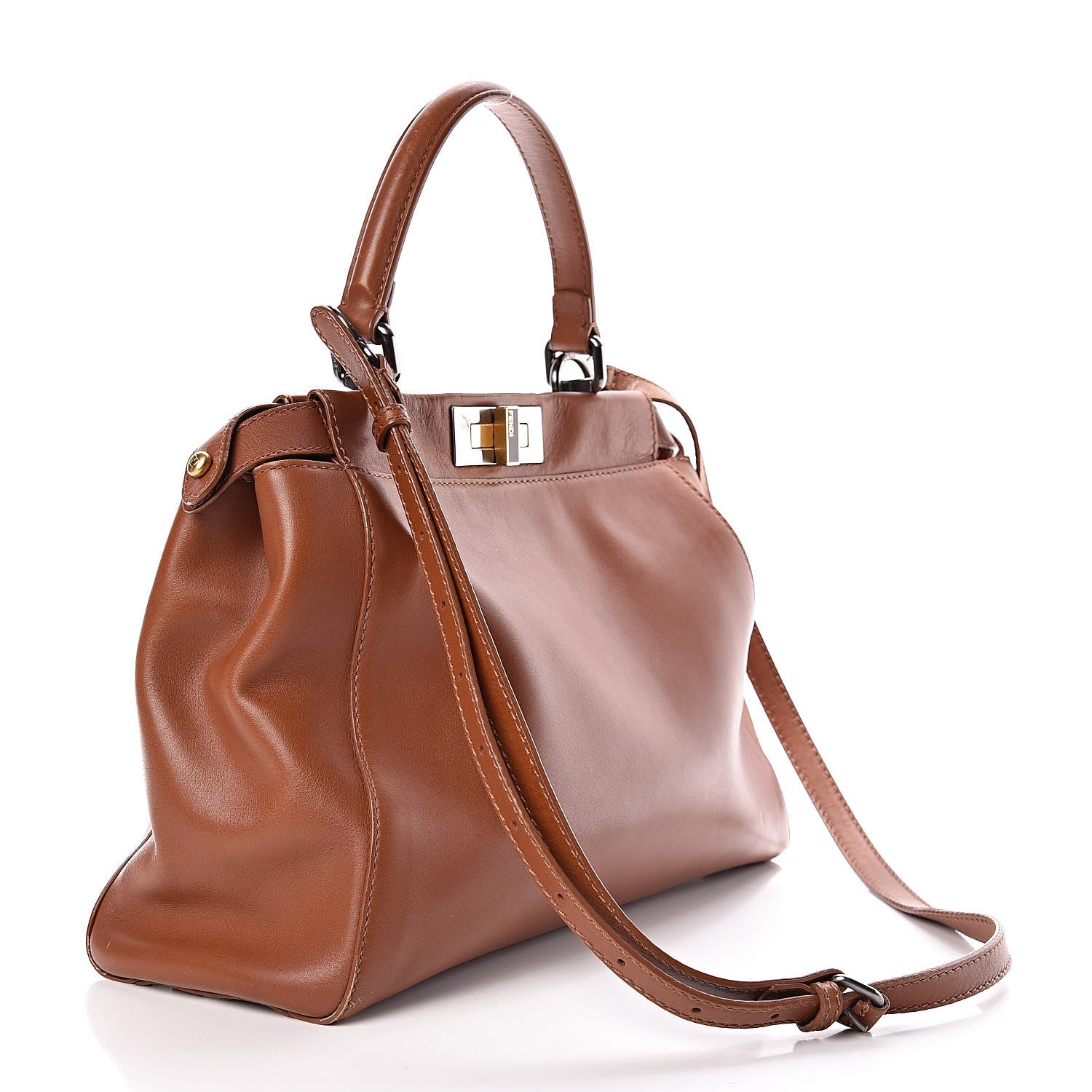 Fendi Vitello Suede Medium Peekaboo Iconic Satchel Cuoio Rame Moro 3 of 22