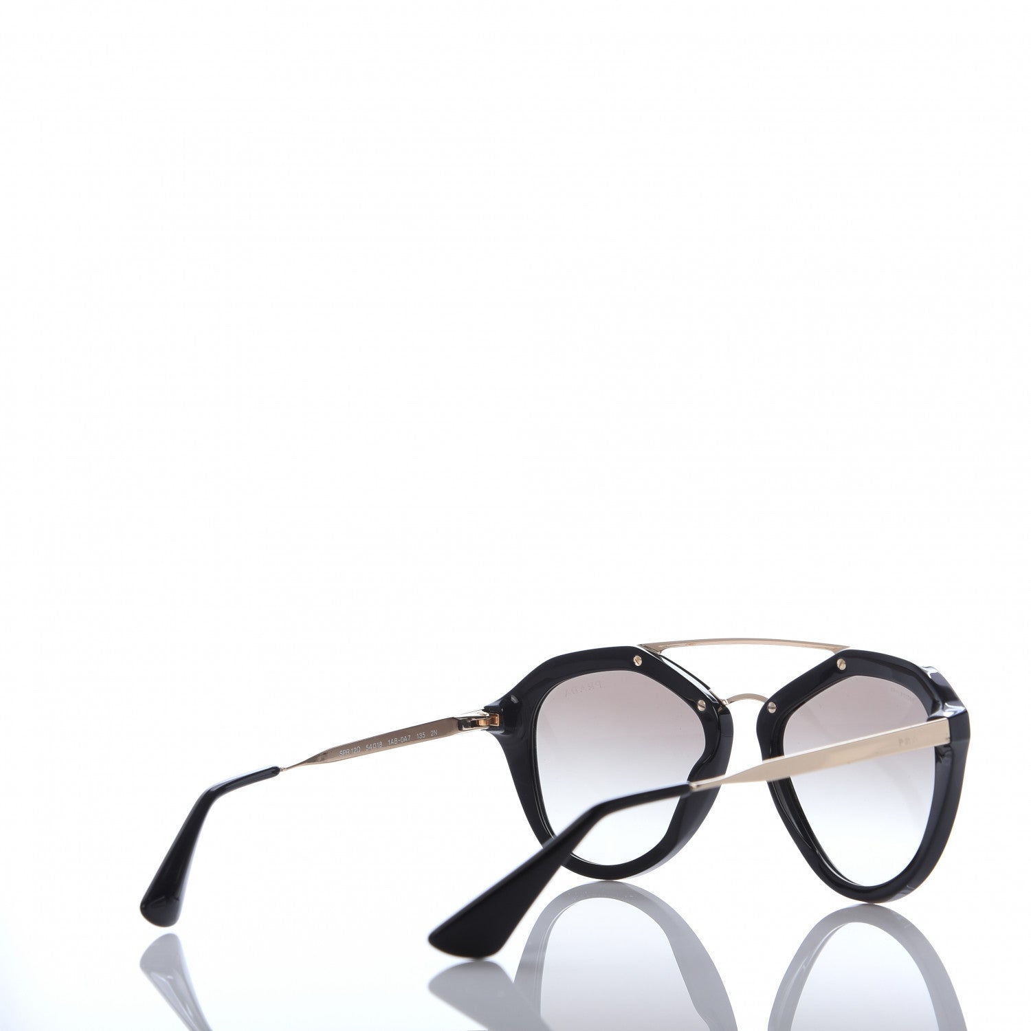 Prada Acetate Metal Cinema Sunglasses SPR 12Q Black 4 of 8