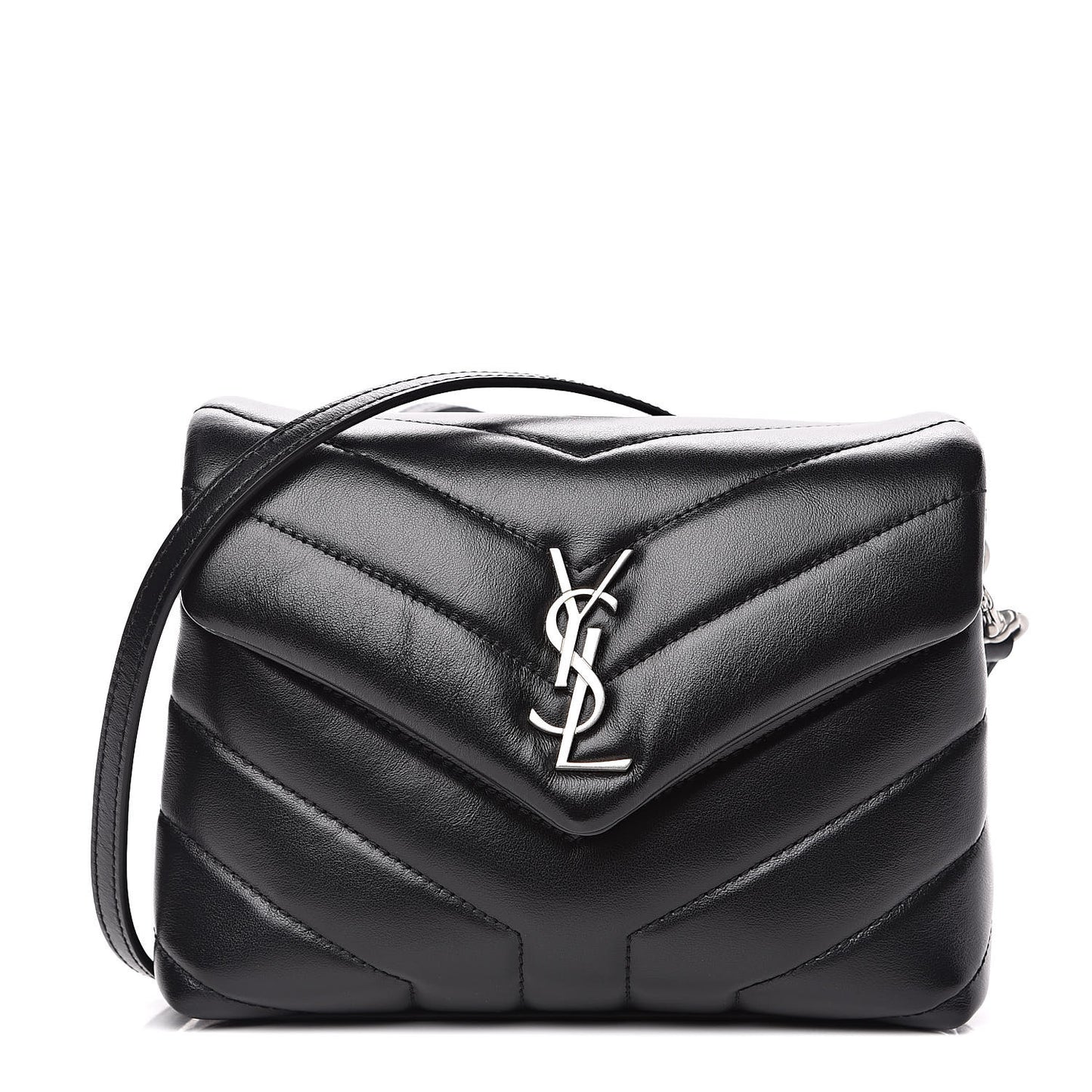 Calfskin Y Quilted Monogram Toy Loulou Crossbody Bag Black