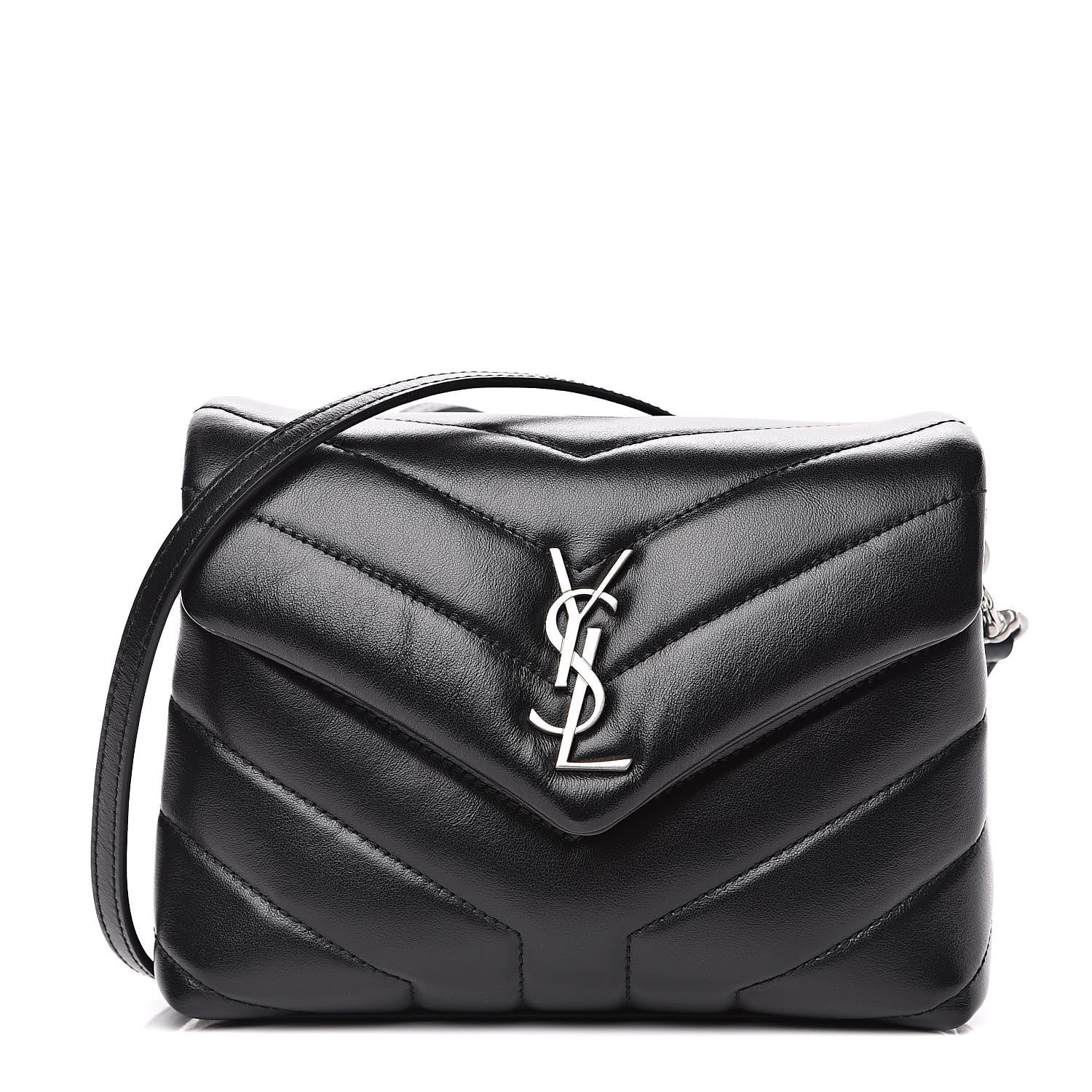 Saint Laurent Calfskin Y Quilted Monogram Toy Loulou Crossbody Bag Black 1 of 9