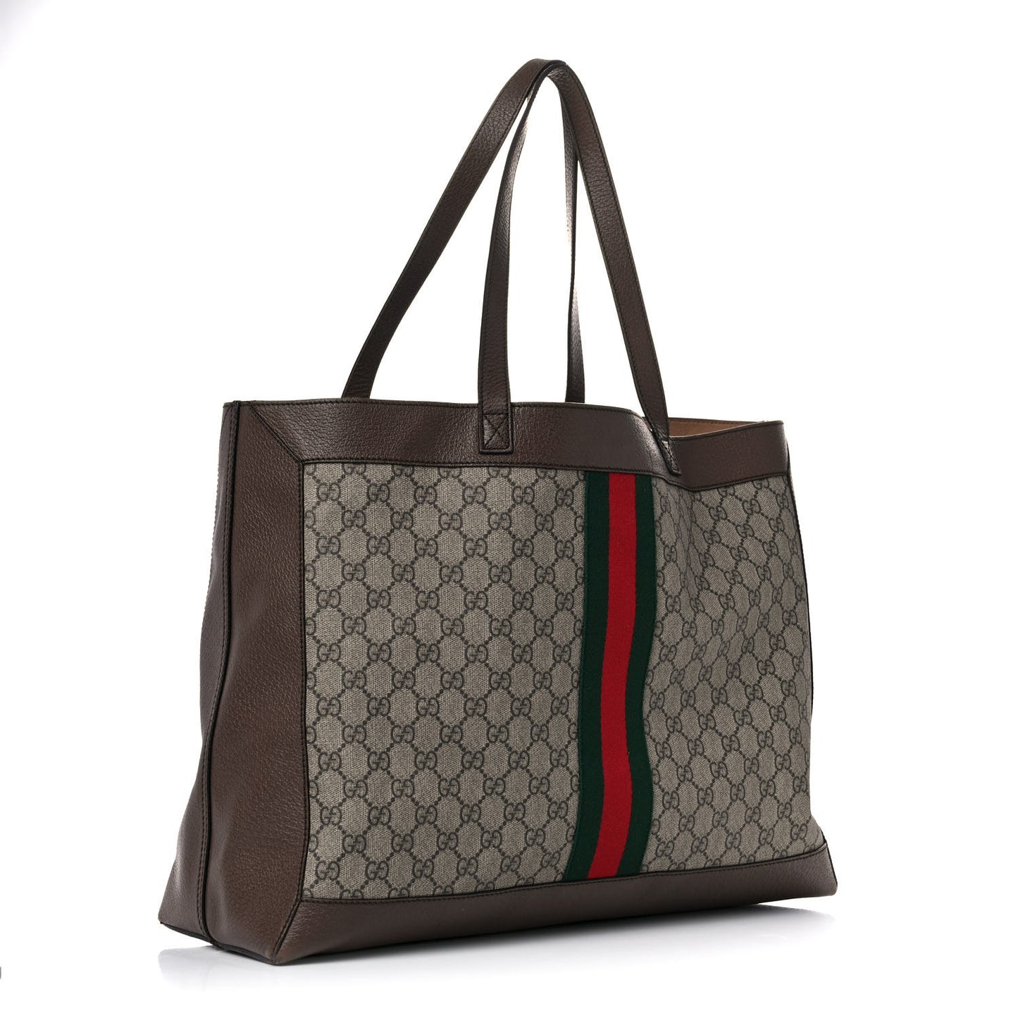 GG Supreme Monogram Web Ophidia Tote Brown