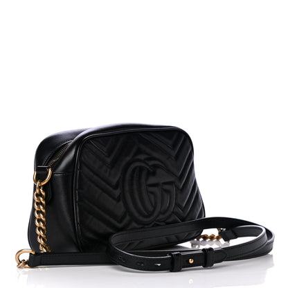 Gucci Calfskin Matelasse Small GG Marmont Chain Shoulder Bag Black 3 of 11