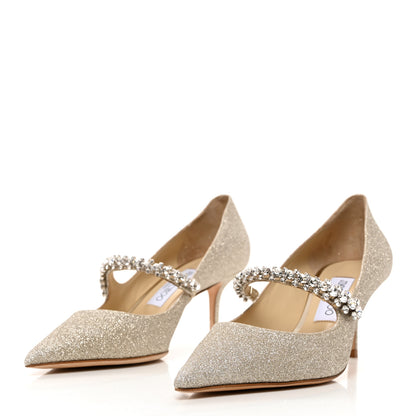 Jimmy Choo Glitter Crystal Bing 100 Pumps 38 Platinum Ice 3 of 7