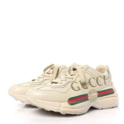 Gucci Calfskin Logo Womens Rhyton Sneakers 37 Ivory 3 of 9