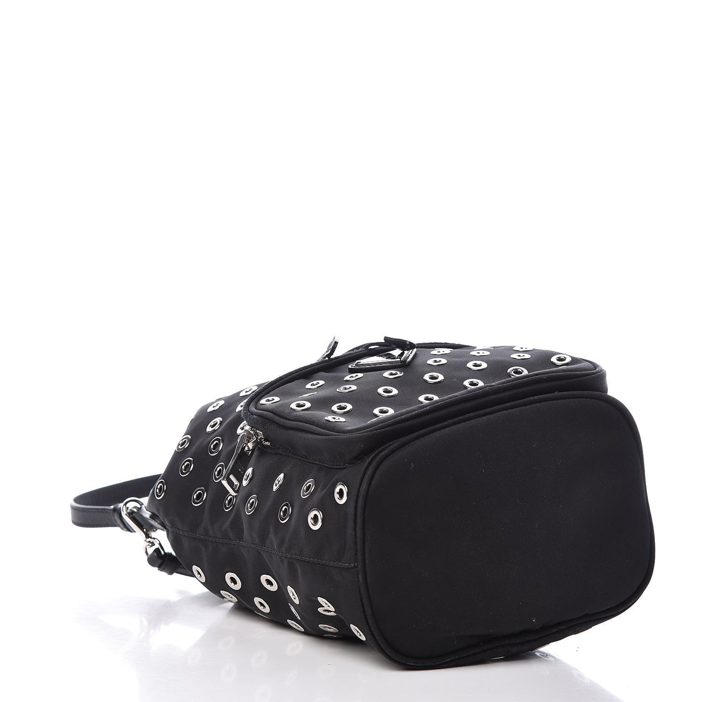 Tessuto Nylon Saffiano Grommets Mini Bucket Crossbody Bag Black