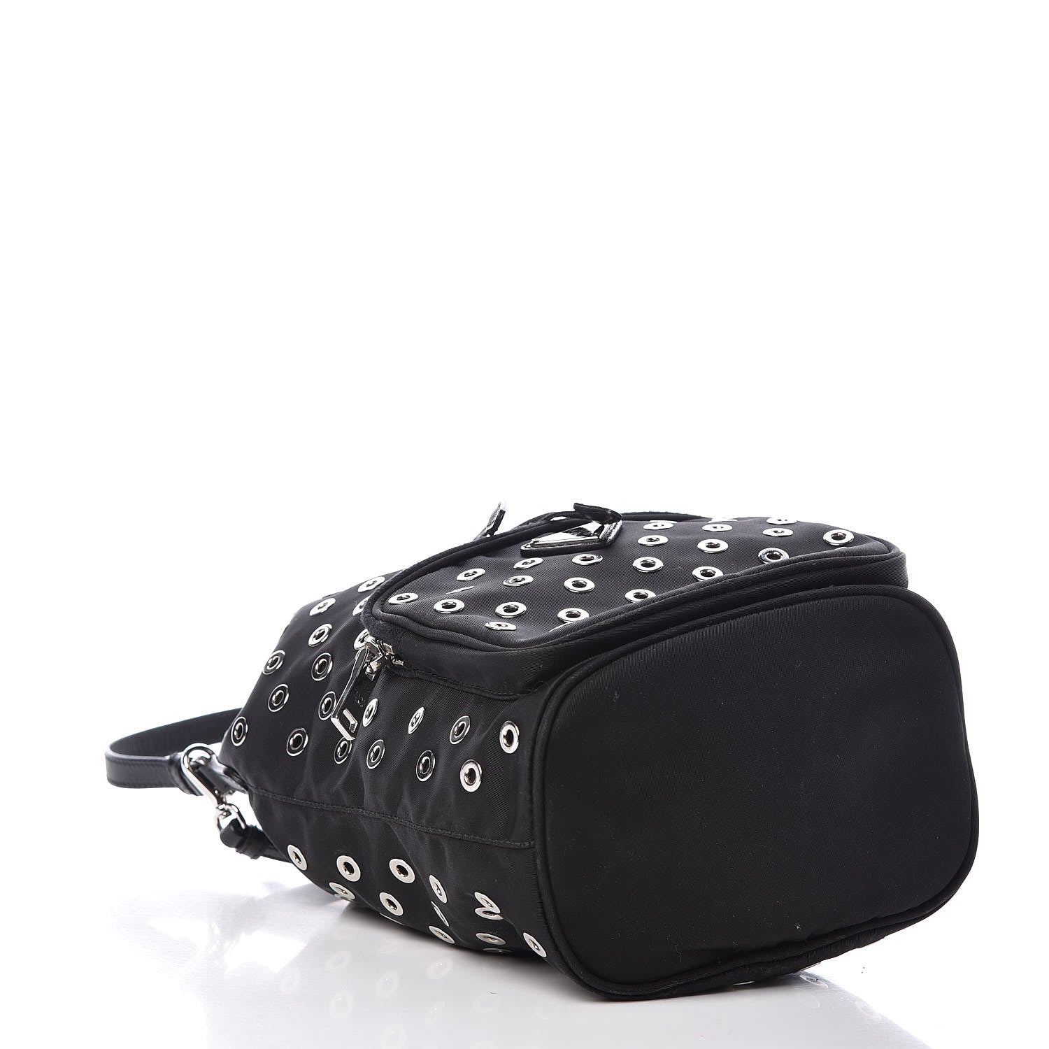 Prada Tessuto Nylon Saffiano Grommets Mini Bucket Crossbody Bag Black 4 of 8