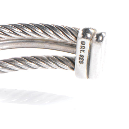 David Yurman Sterling Silver Diamond Crossover X Cuff 3 of 6