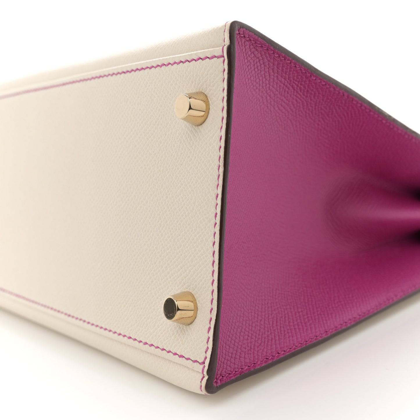 Epsom Bi-Color Horseshoe Kelly Sellier 28 Craie Rose Pourpre