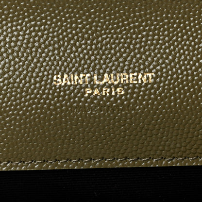 Saint Laurent Grain De Poudre Textured Mixed Matelasse Triquilt Monogram Clutch Vert Kaki 6 of 8
