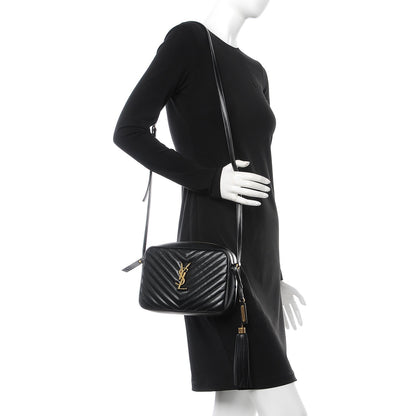 Saint Laurent Calfskin Matelasse Monogram Lou Camera Bag Black 2 of 7