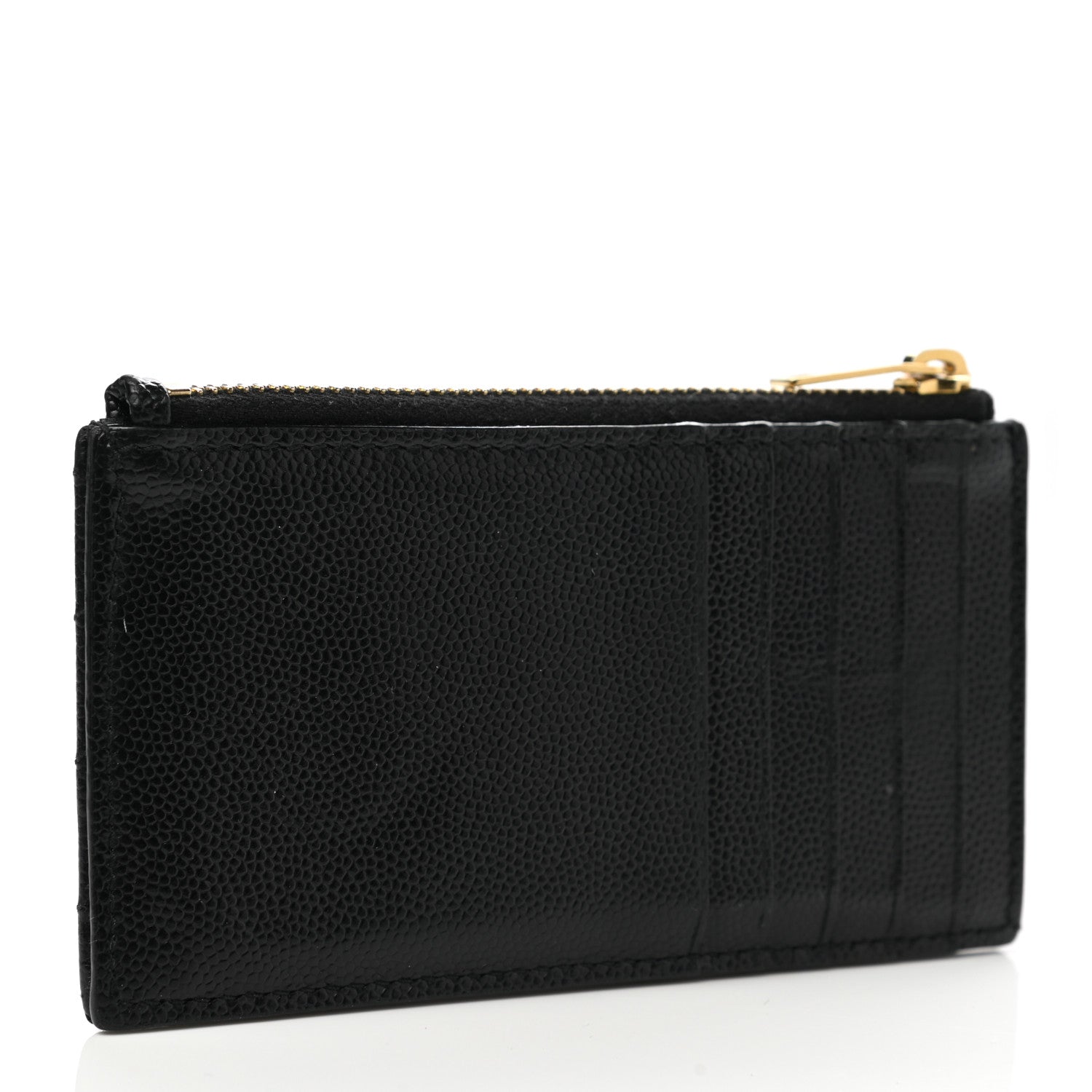 Saint Laurent Monogram Grain de Poudre 5 Fragments Zip Pouch Card Holder Black 3 of 8