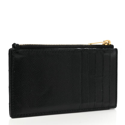 Saint Laurent Monogram Grain de Poudre 5 Fragments Zip Pouch Card Holder Black 3 of 8
