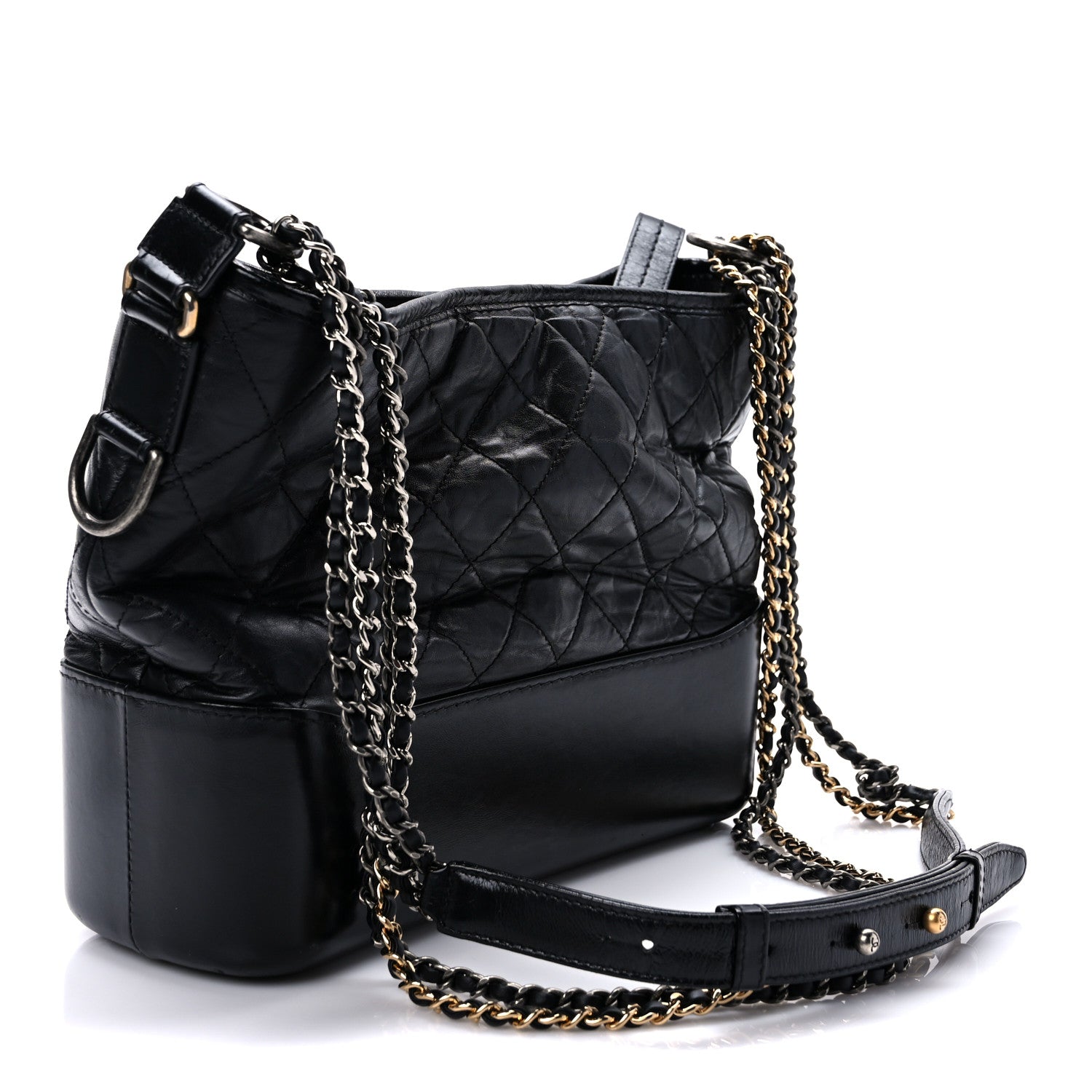 Chanel Aged Calfskin Quilted Medium Gabrielle Hobo Black 3 of 9