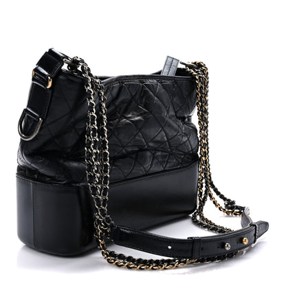 Chanel Aged Calfskin Quilted Medium Gabrielle Hobo Black 3 of 9