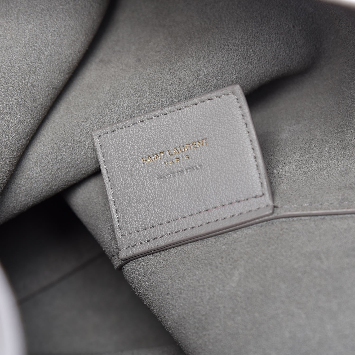 Saint Laurent Calfskin Large Shopping Tote Oyster Gray 8 of 20