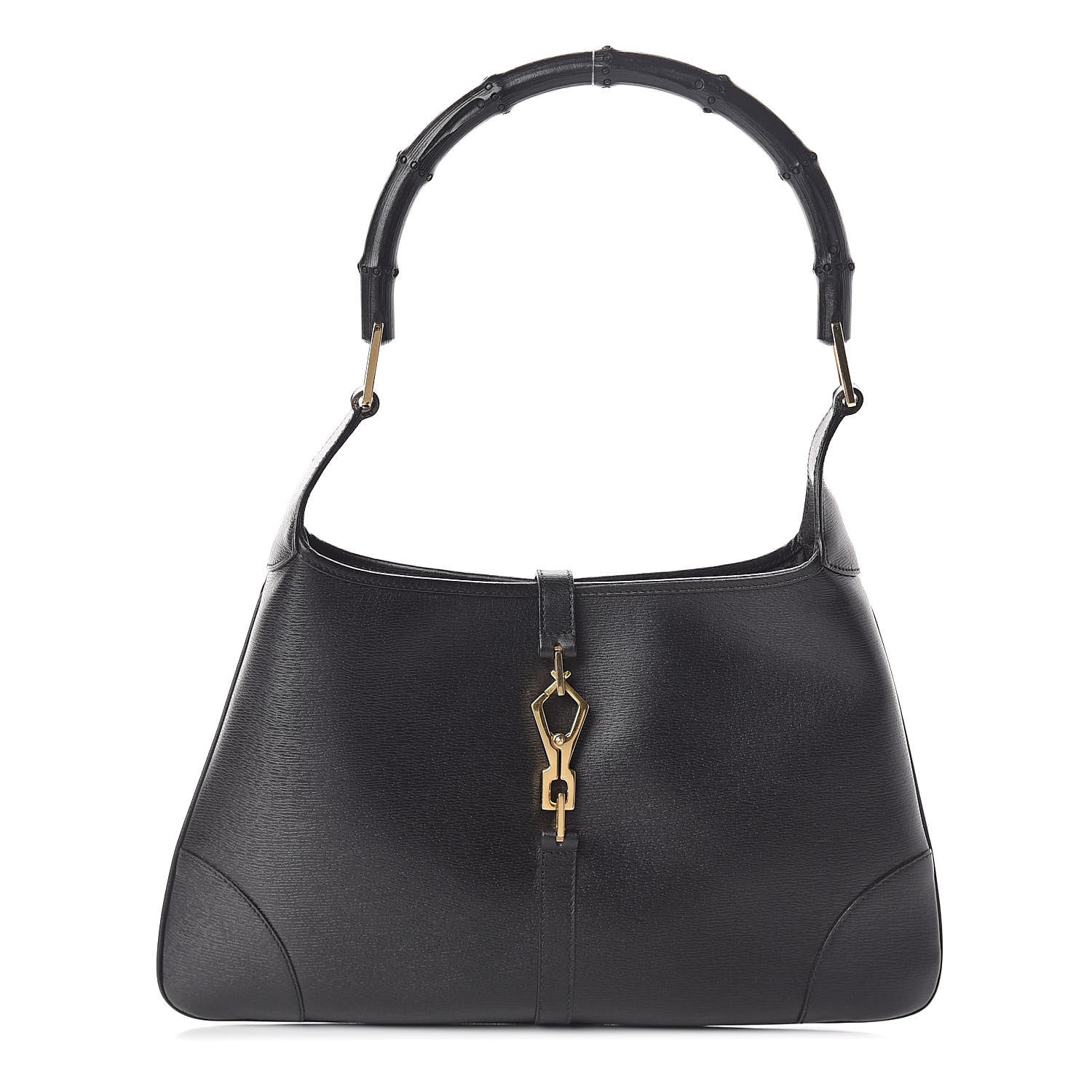 Gucci Calfskin Bamboo Handle Shoulder Bag Black 1 of 8
