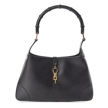 Gucci Calfskin Bamboo Handle Shoulder Bag Black 1 of 8