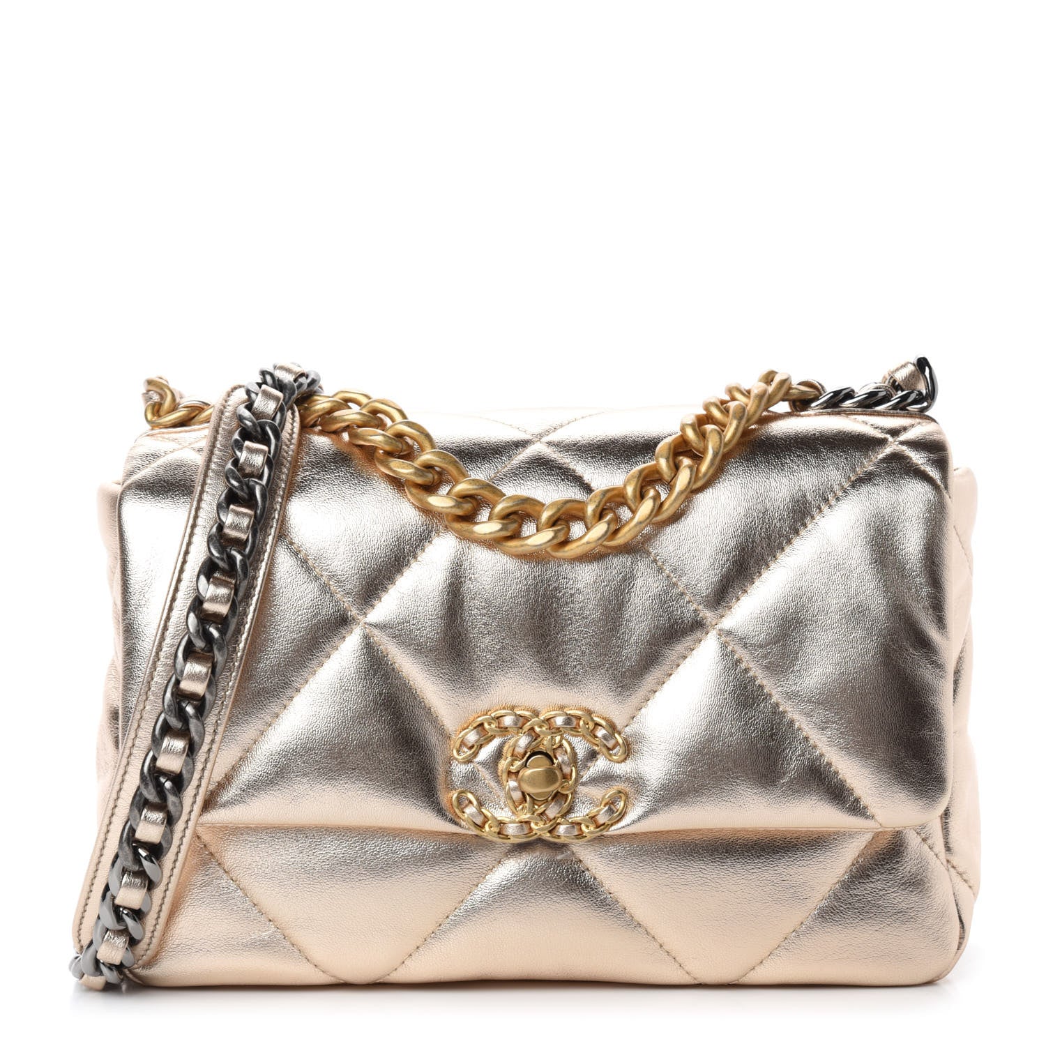 Chanel Metallic Lambskin Quilted Medium Chanel 19 Flap Gold 1 of 11