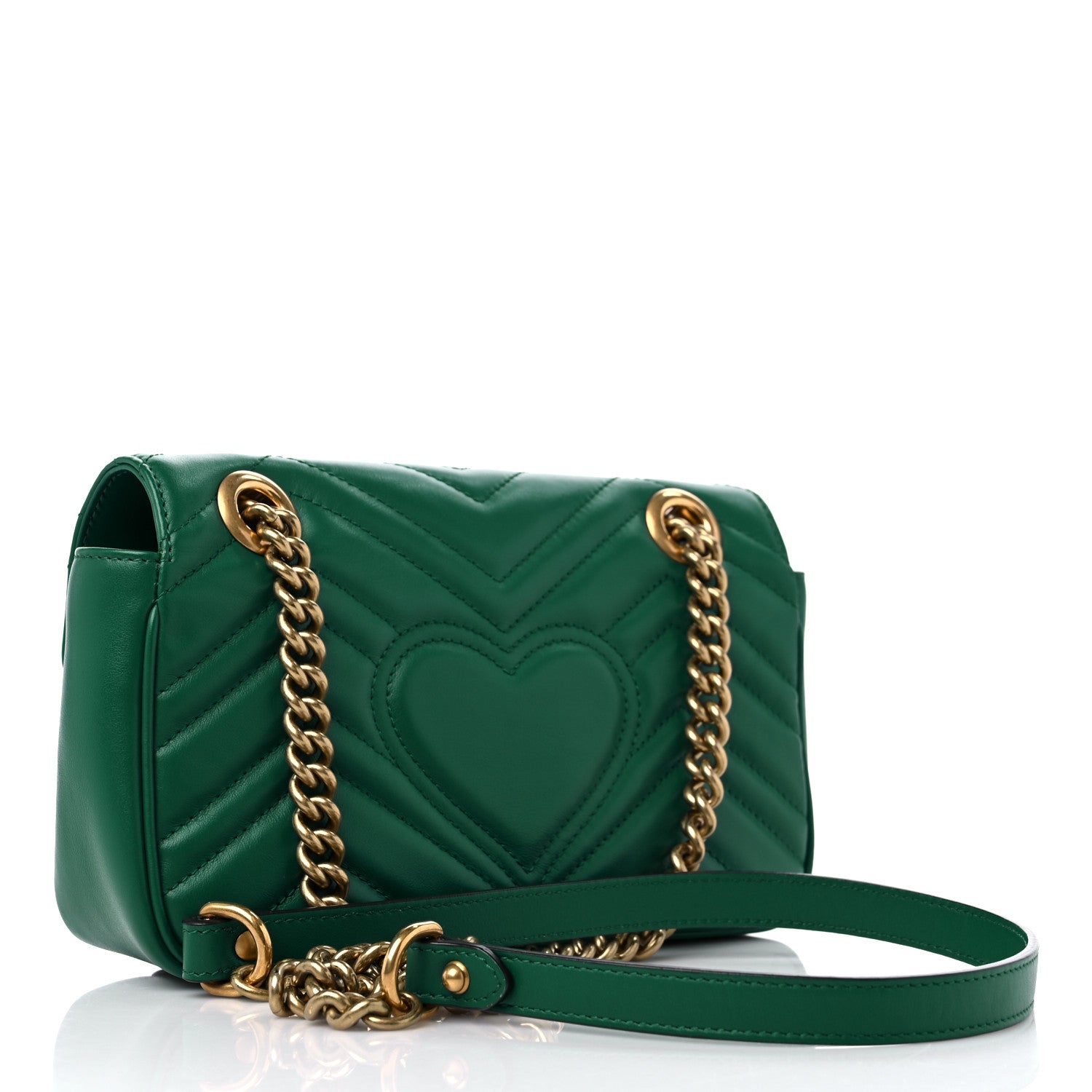 Gucci Calfskin Matelasse Mini GG Marmont Shoulder Bag Emerald Green 3 of 9