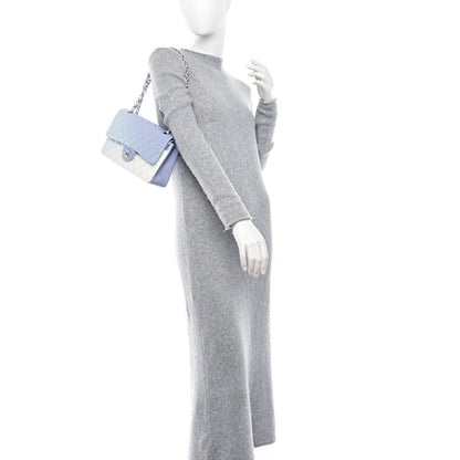 Chanel Perforated Lambskin Quilted Medium Double Flap Light Blue Light Purple White 2 of 9