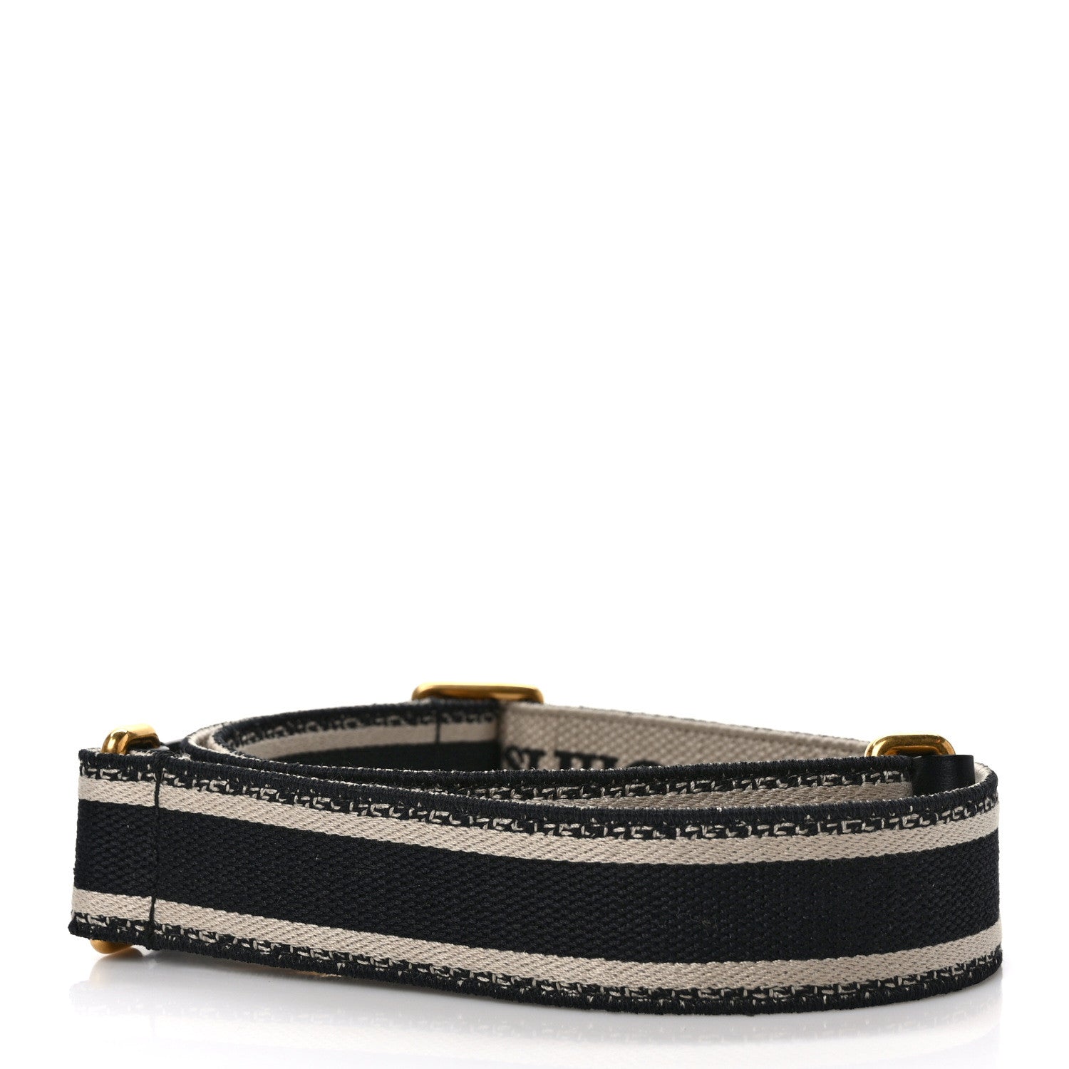Christian Dior Canvas Embroidered Adjustable Shoulder Strap Black Beige 2 of 4