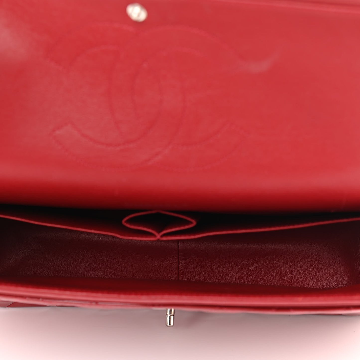 Patent Quilted Maxi Double Flap Red