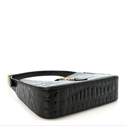 Saint Laurent Calfskin Crocodile Embossed LE 5 A 7 Hobo Black 4 of 9