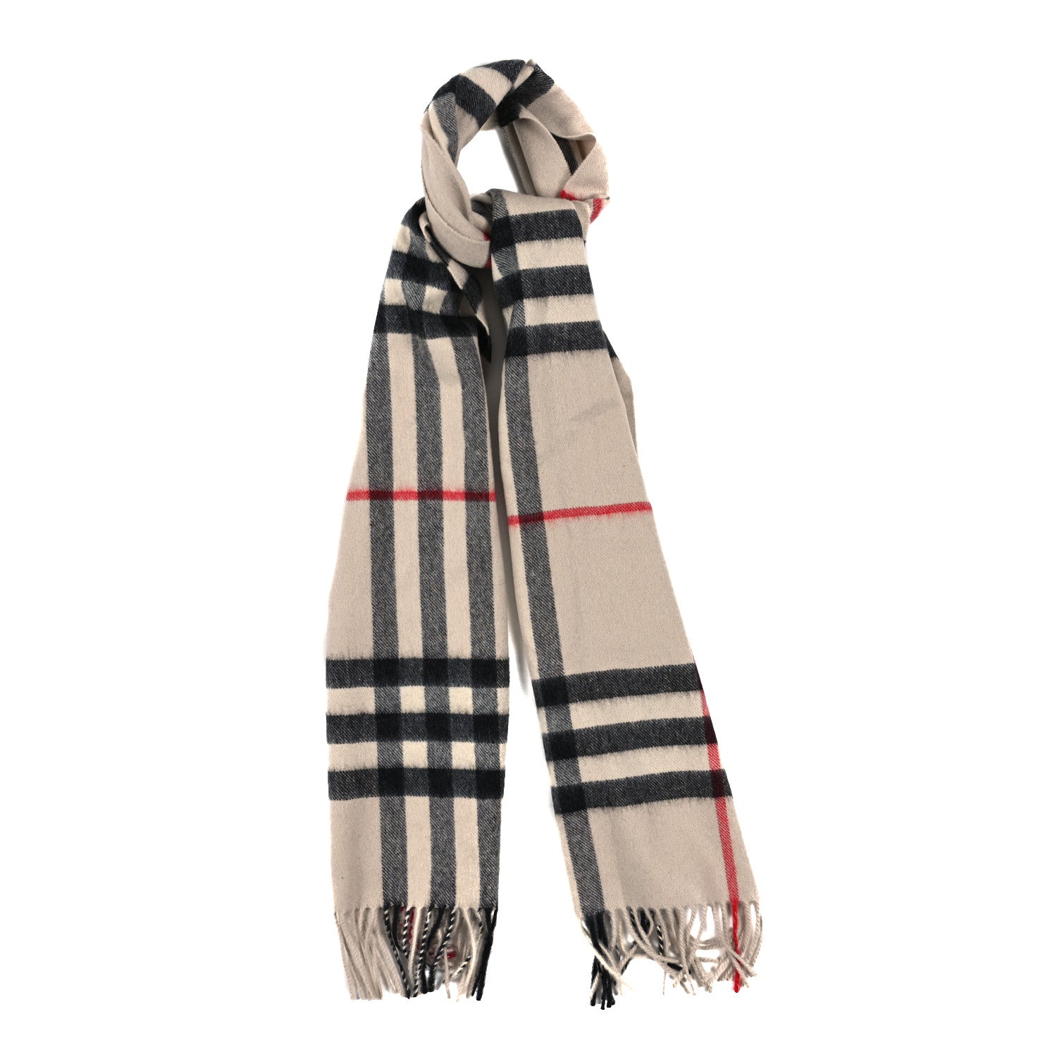 Burberry Cashmere House Check Fringe Scarf Camel 1 of 3