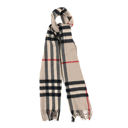 Burberry Cashmere House Check Fringe Scarf Camel 1 of 3