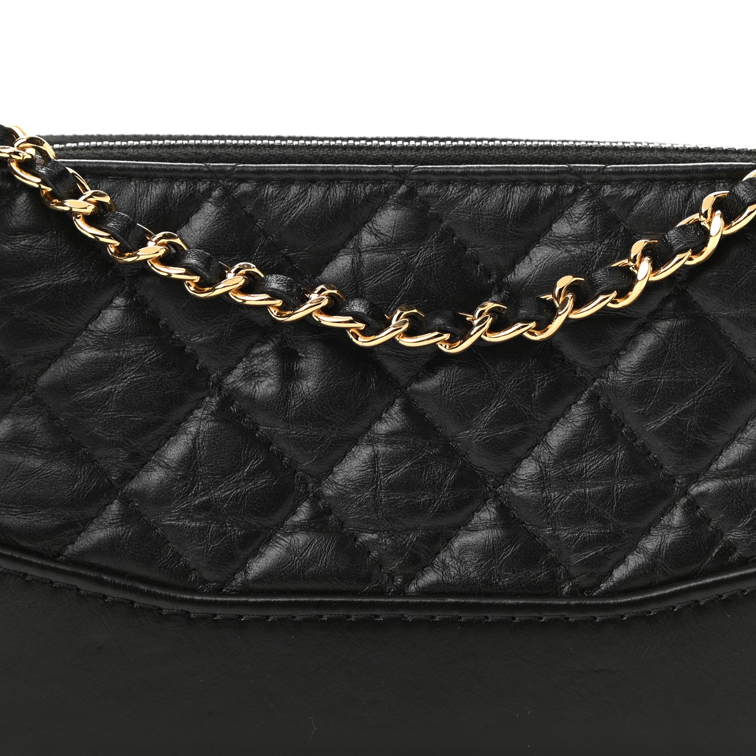 Chanel Aged Calfskin Quilted Small Gabrielle Clutch With Chain Black 9 of 11