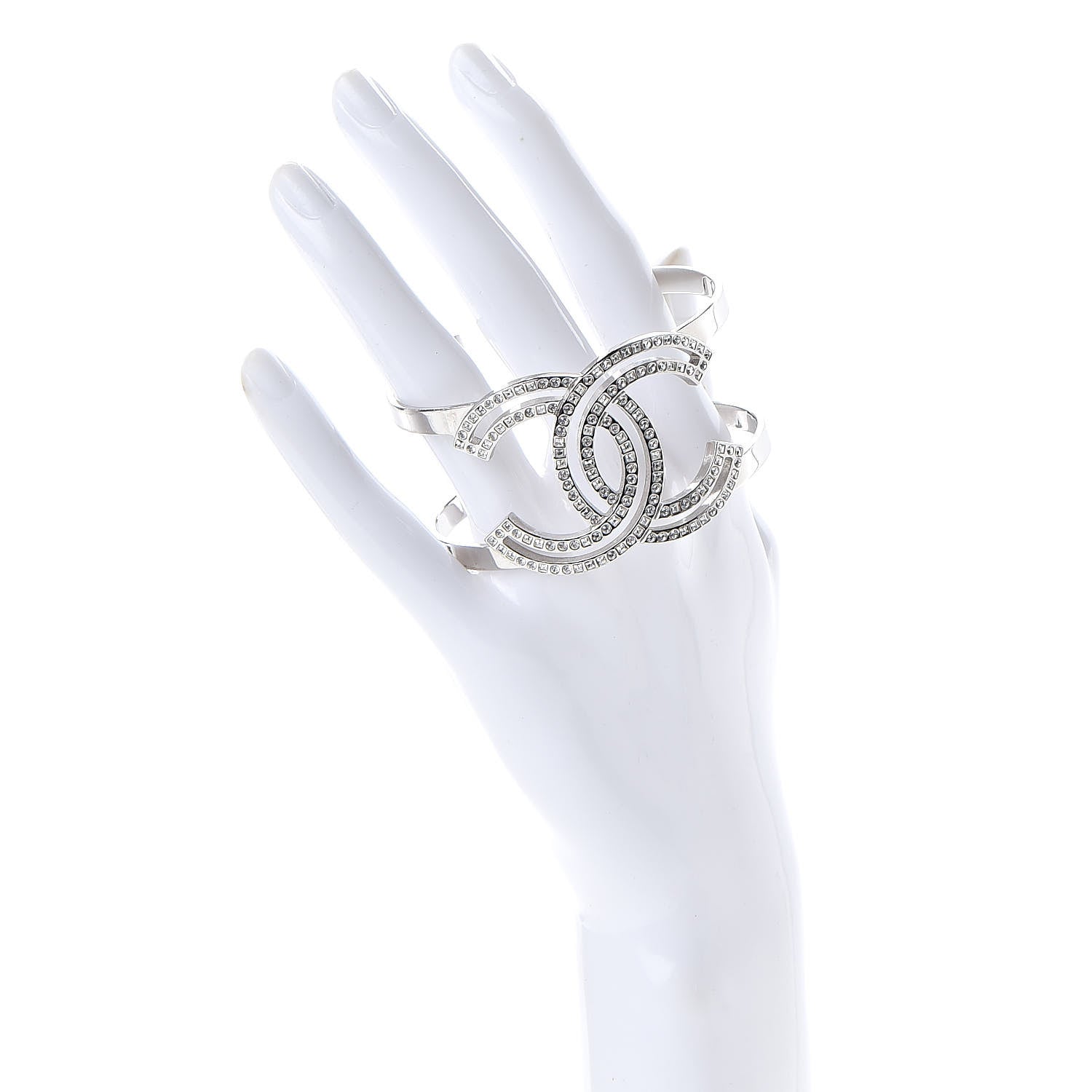 Chanel Crystal CC Cuff Silver 2 of 4