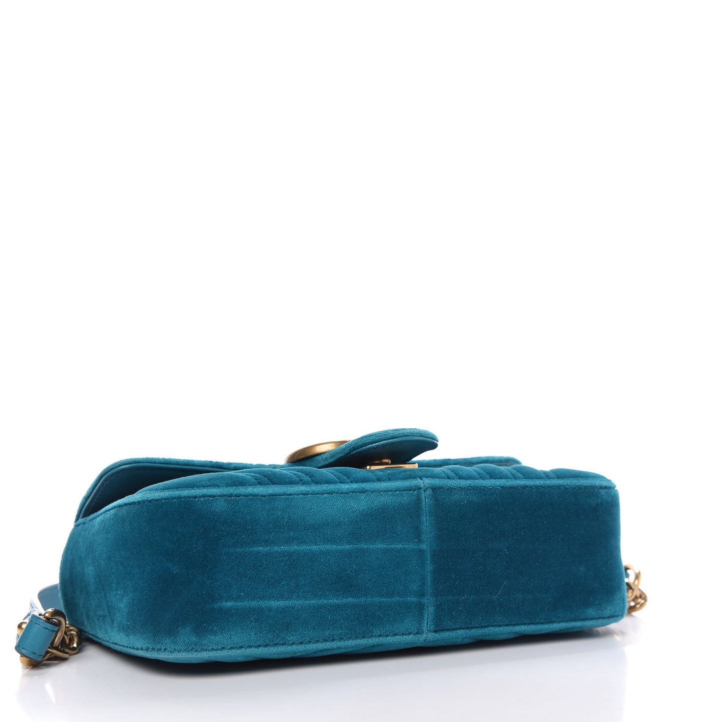 Velvet Matelasse Mini GG Marmont Shoulder Bag Pavone Cyan