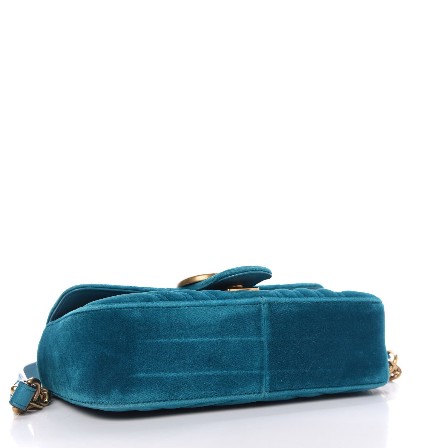 Gucci Velvet Matelasse Mini GG Marmont Shoulder Bag Pavone Cyan 5 of 11