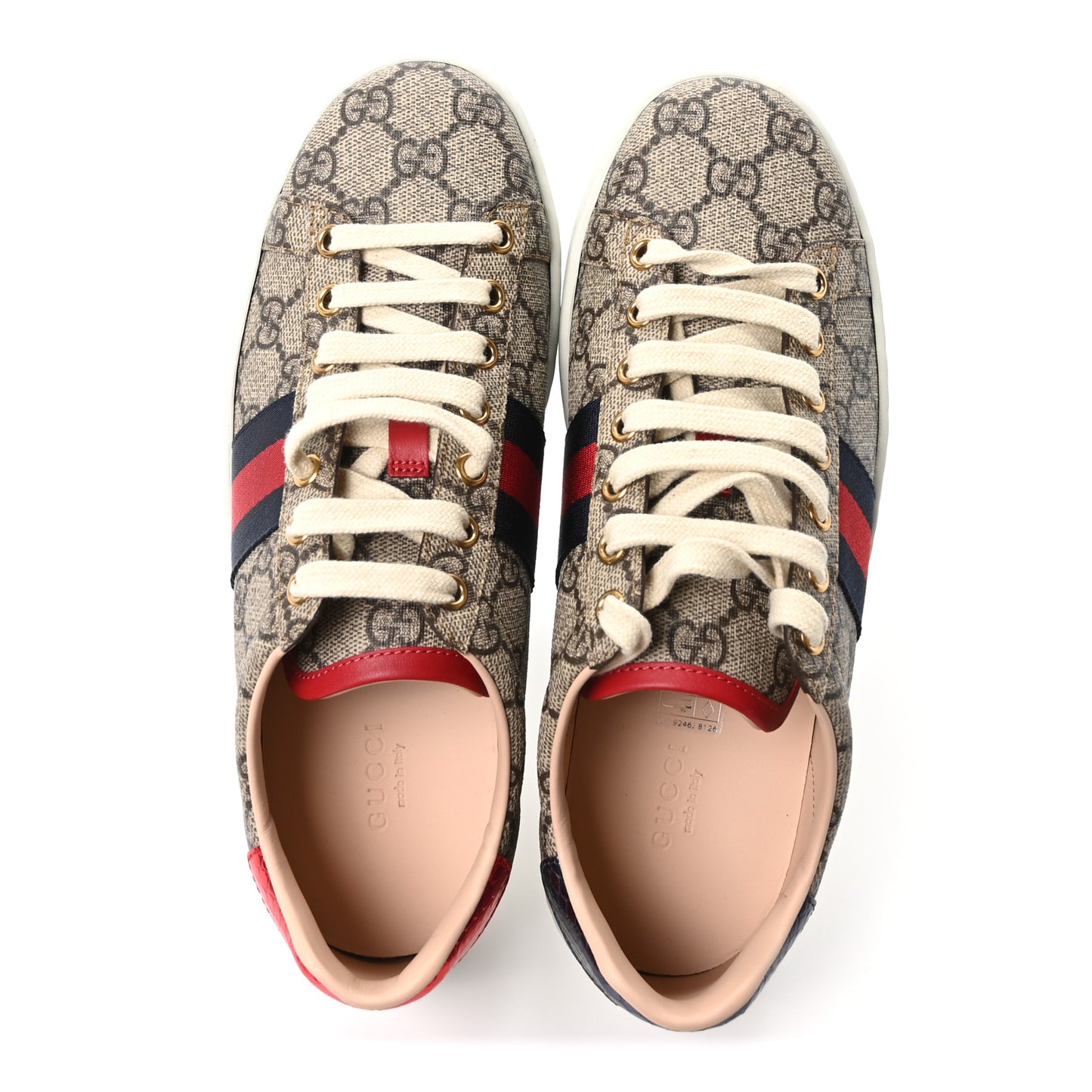 GG Supreme Monogram Womens Ace Low-Top Sneaker 37 Beige