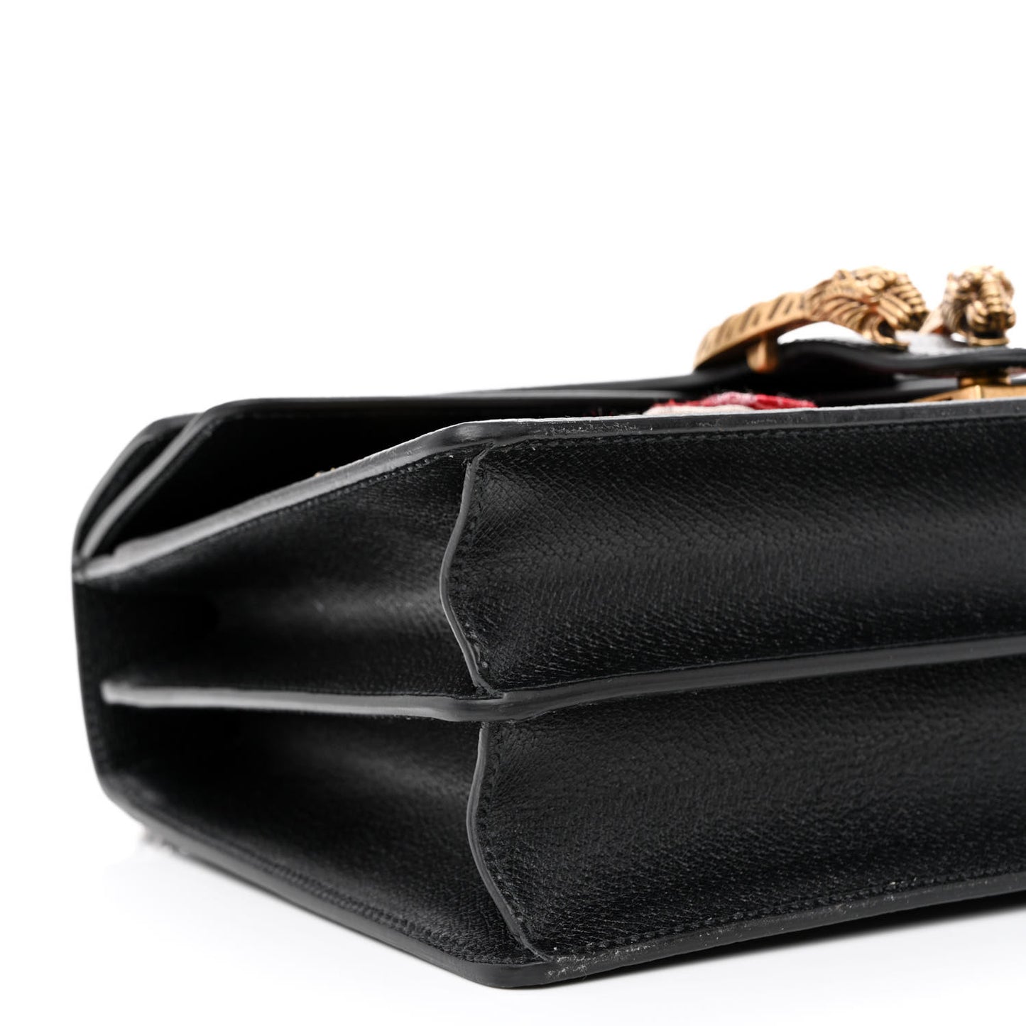 Calfskin Web Floral Embroidered Medium Dionysus Shoulder Bag Black