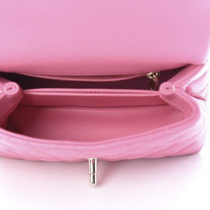 Chanel Caviar Quilted Lizard Embossed Extra Mini Coco Handle Flap Pink 5 of 10