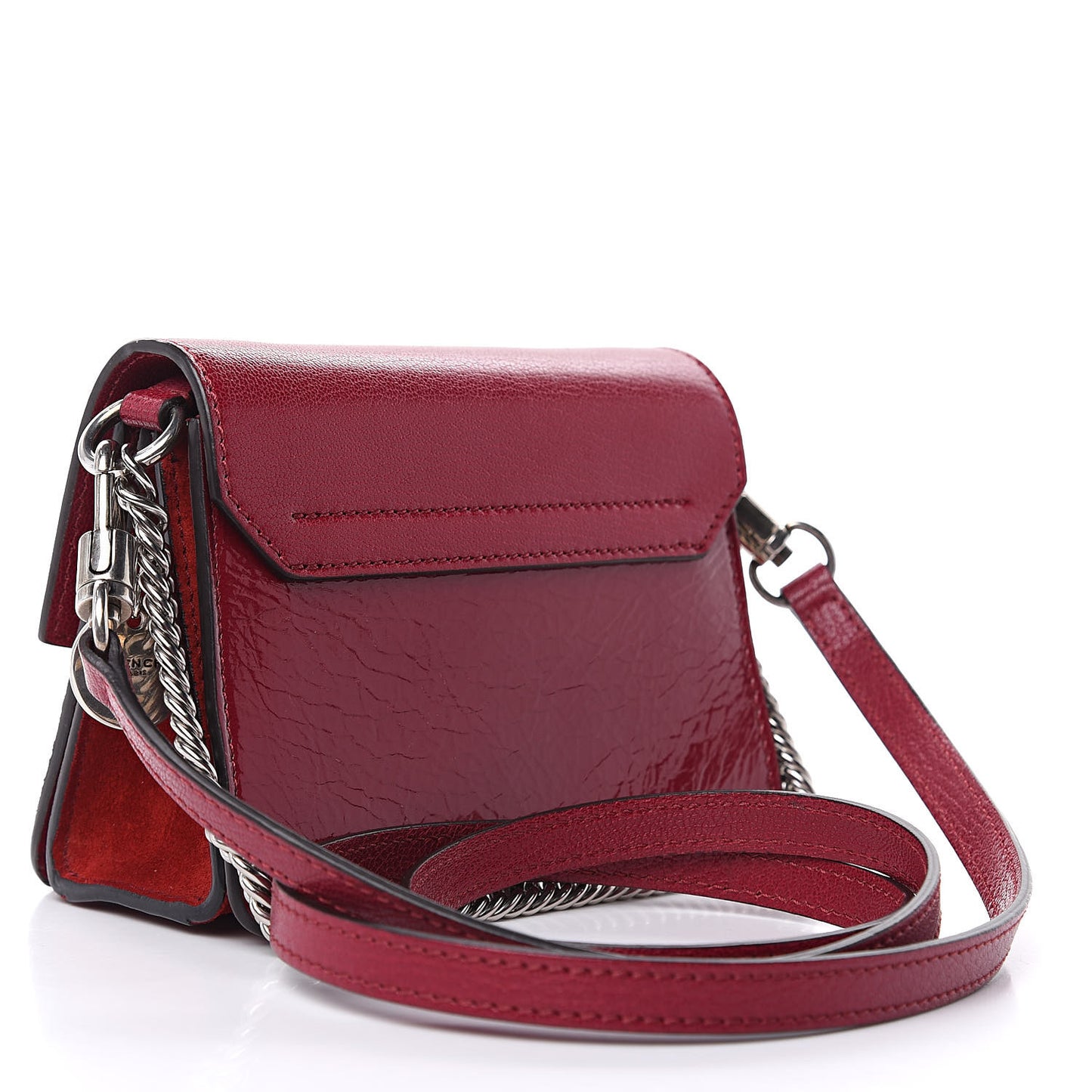 Crinkled Patent Goatskin Suede Mini GV3 Shoulder Bag Fig Pink Cherry