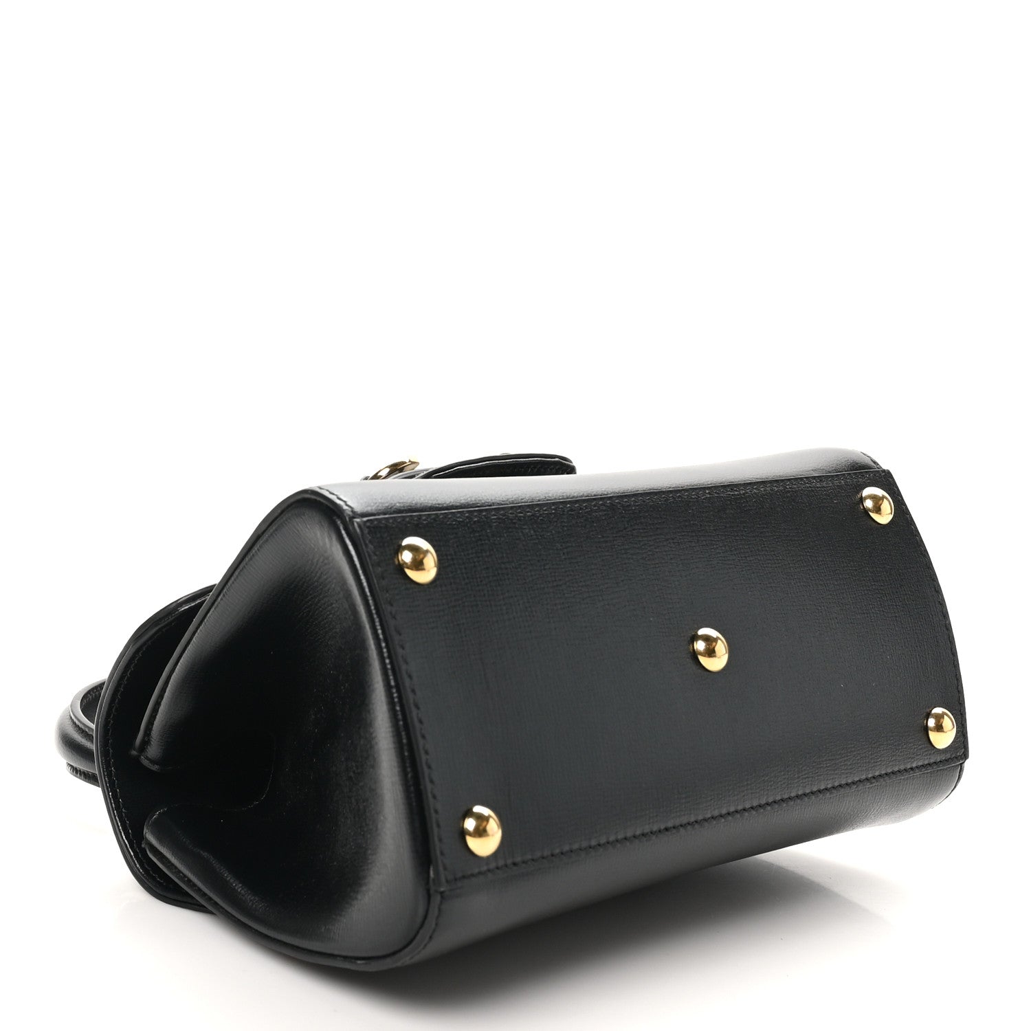 Gucci Glazed Textured Calfskin Mini Horsebit 1955 Top Handle Flap Bag Black 4 of 10
