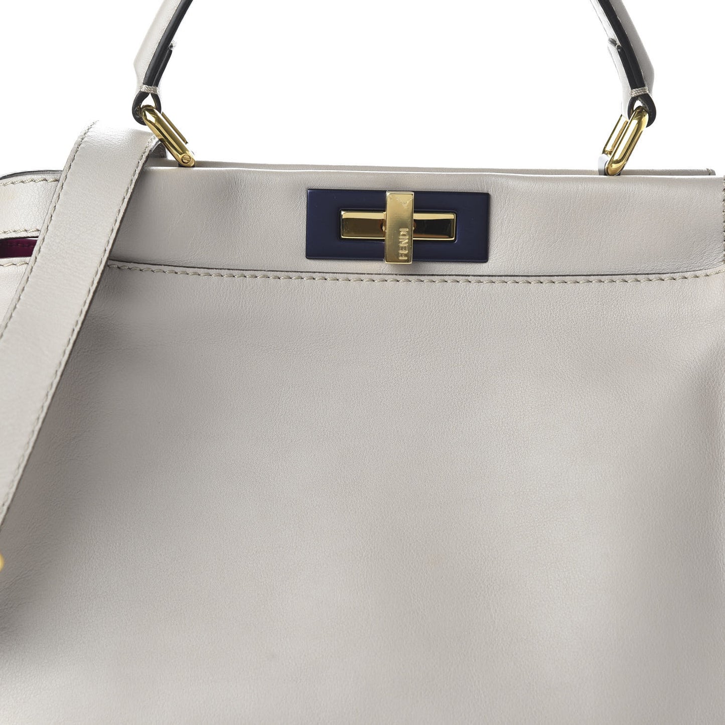 Vitello Seta Shiny Nappa Medium Peekaboo Iconic Satchel Grigio Polvere Magenta