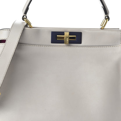 Fendi Vitello Seta Shiny Nappa Medium Peekaboo Iconic Satchel Grigio Polvere Magenta 5 of 9