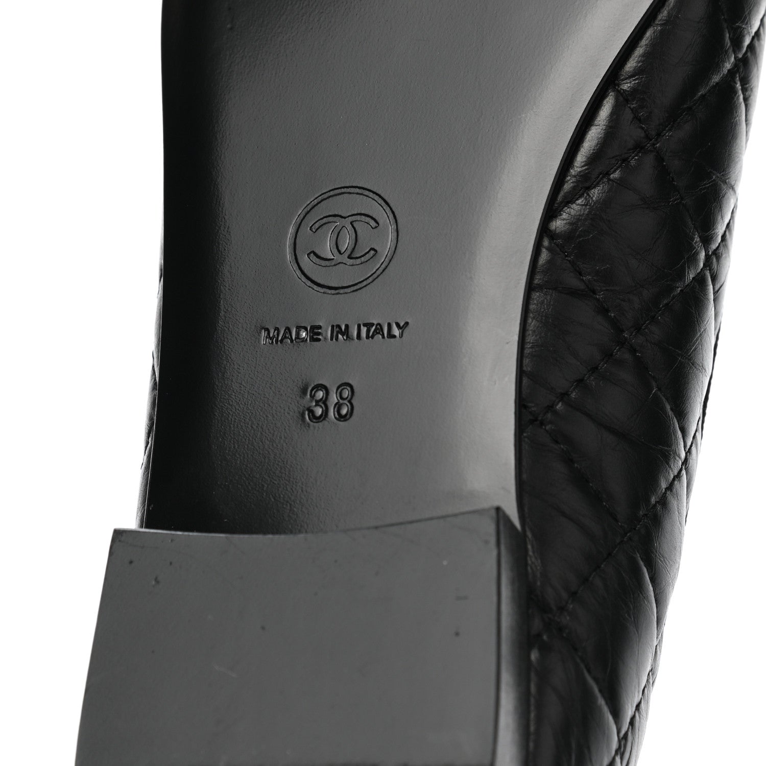 Chanel Aged Calfskin Quilted Cap Toe Ballerina Flats 38 Black 6 of 9