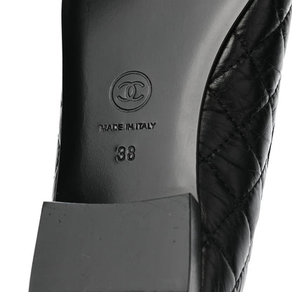 Chanel Aged Calfskin Quilted Cap Toe Ballerina Flats 38 Black 6 of 9