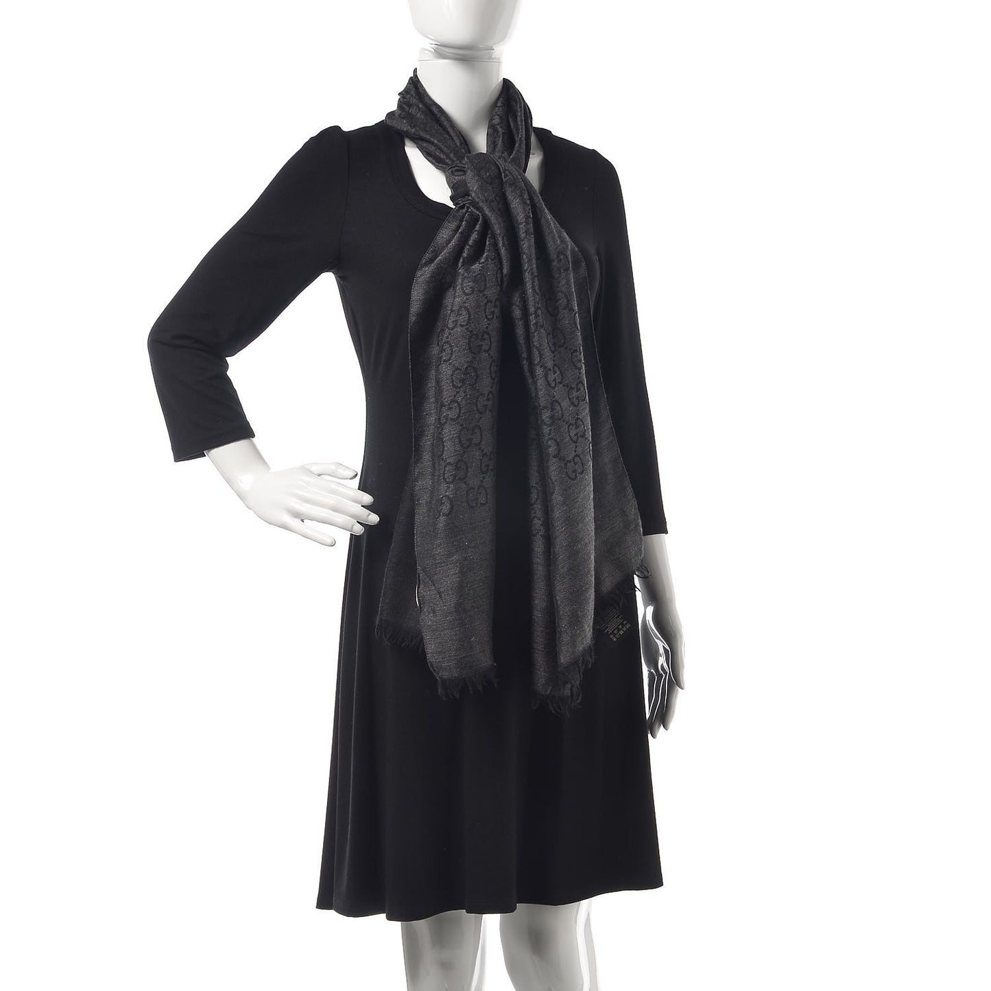 Wool Silk GG Monogram GGNat Scarf Anthracite