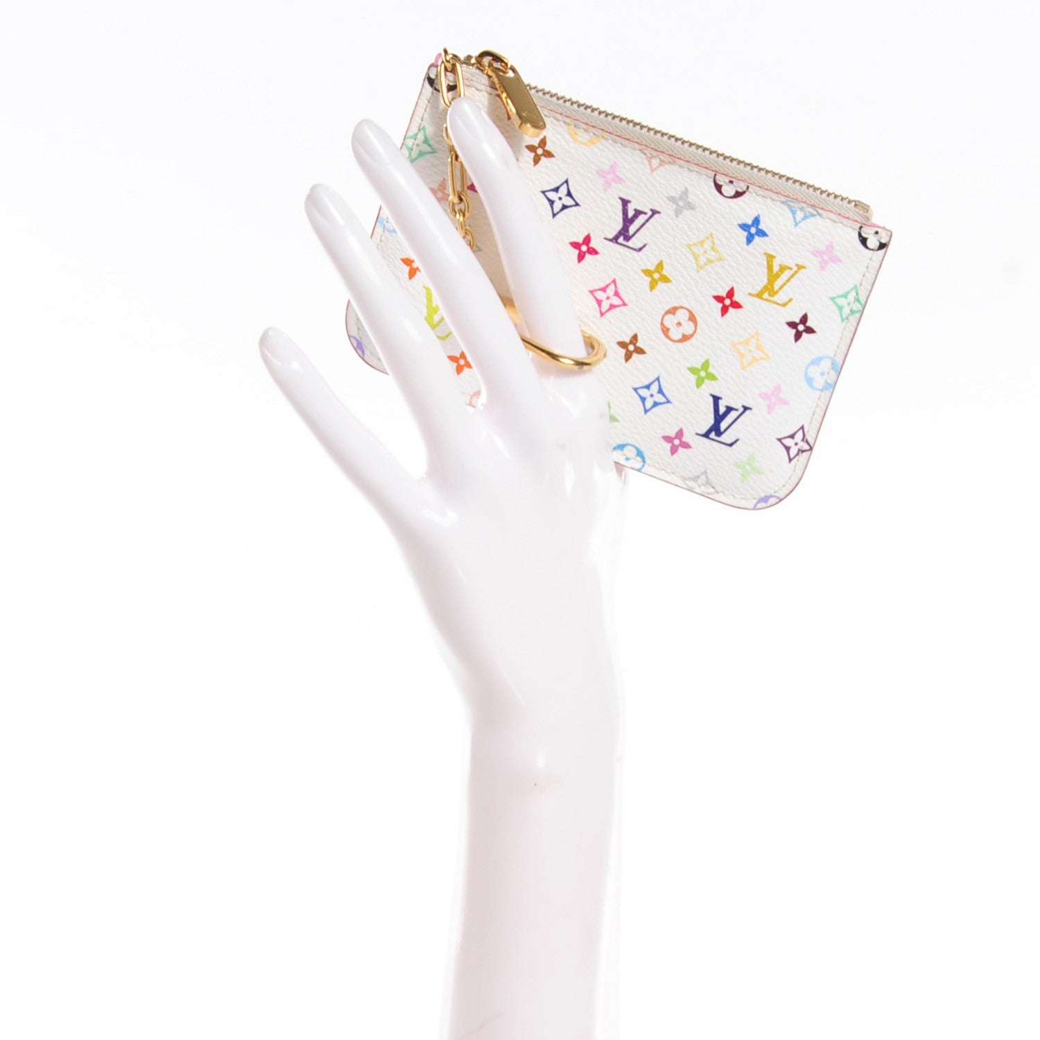 Louis Vuitton Monogram Multicolor Key Pouch White Litchi 2 of 8