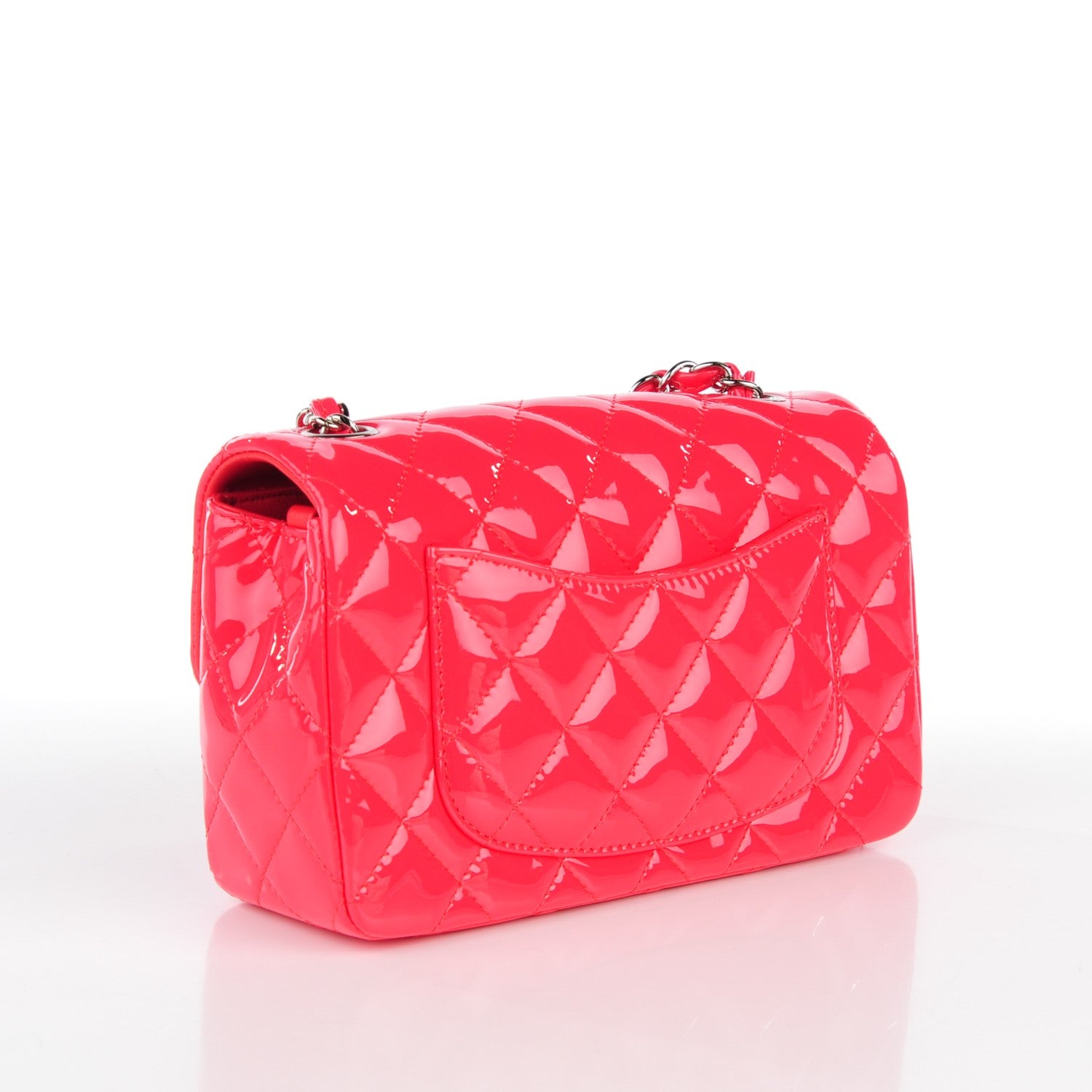 Chanel Patent Calfskin Quilted Mini Rectangular Flap Coral 3 of 8