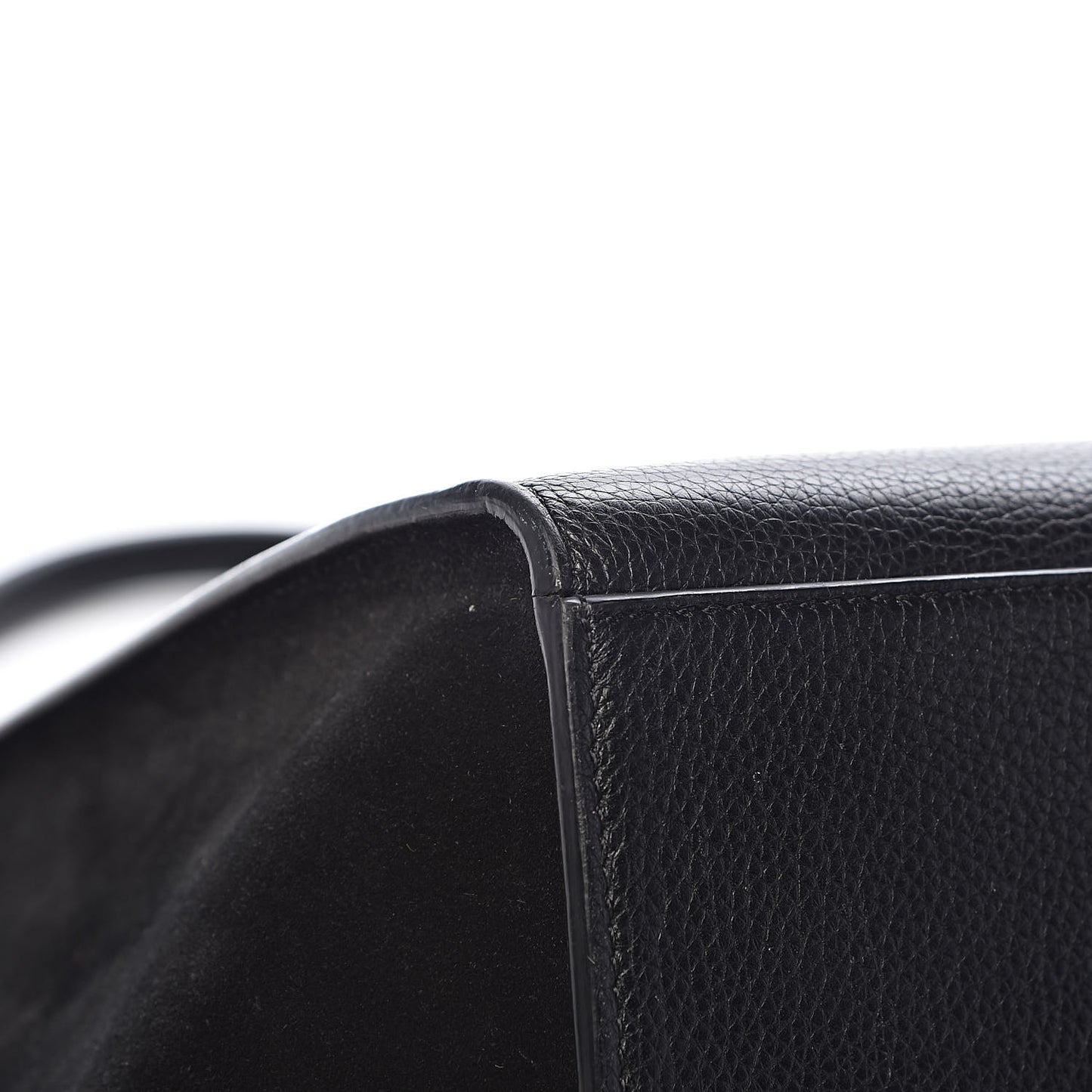 Drummed Calfskin Suede Large Trapeze Black