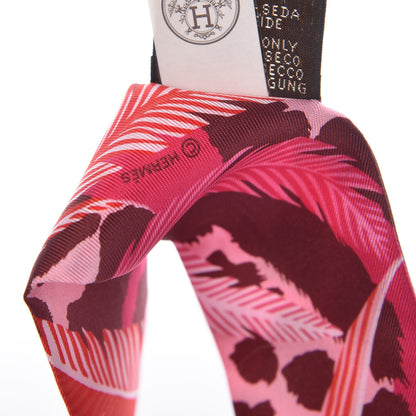 Hermes Silk Jaguar Quetzal Twilly Fuchsia Rose Bordeaux 5 of 5