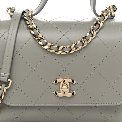 Chanel Calfskin Quilted Small Double Pocket Top Handle Flap Grey 8 of 10