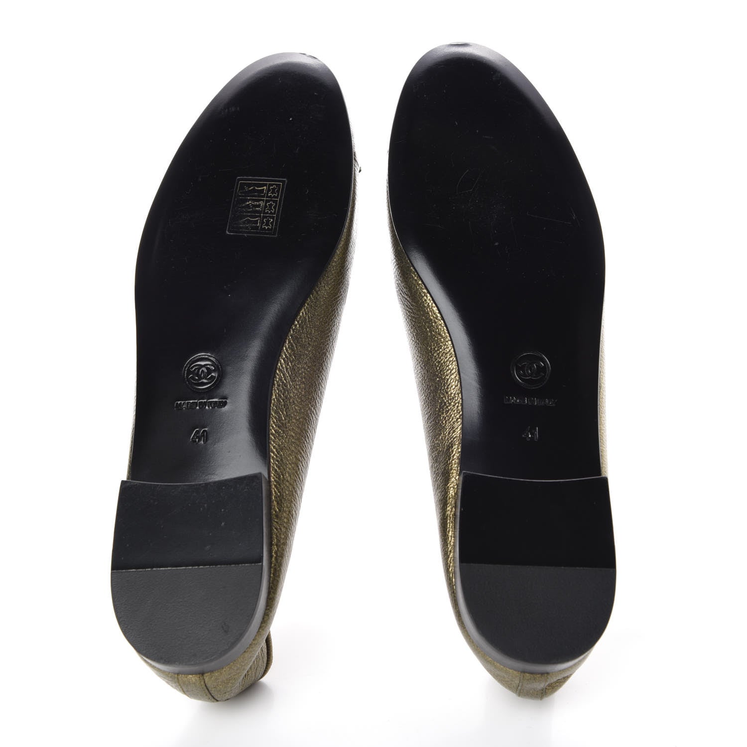 Chanel Metallic Calfskin Cap Toe CC Ballerina Flats 41 Gold 7 of 8