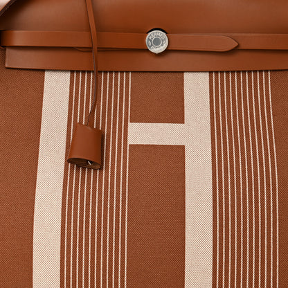 Hermes Vache Hunter Toile H Vibration Herbag Zip 39 MM Fauve Ecru Beige 8 of 10